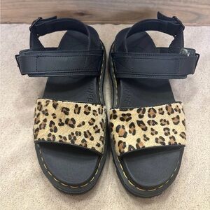 Dr. Martens Black and Leopard Print Sandals